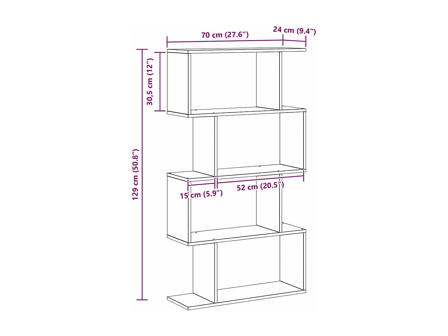 Bibliothèque Noir 70 x 24 x 129 cm Bois d'ingénierie
