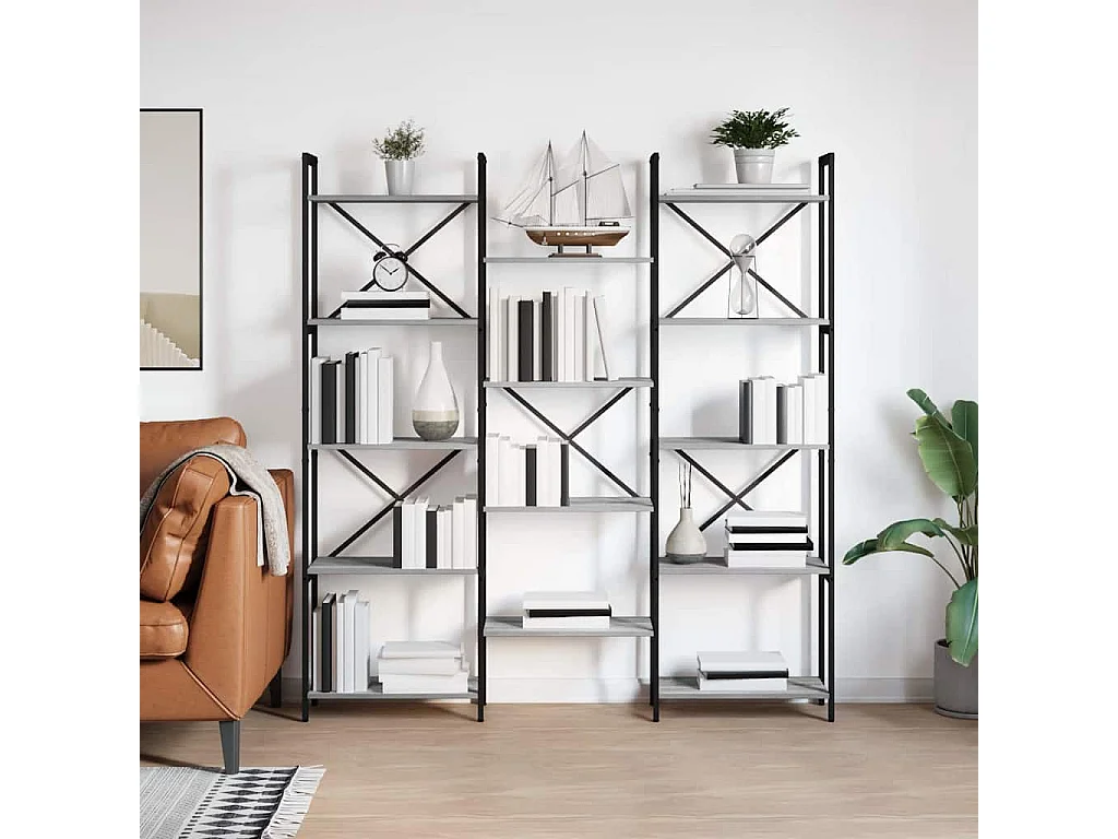 Bibliothèque Sonoma gris 156 x 25 x 167.5 cm Bois d'ingénierie