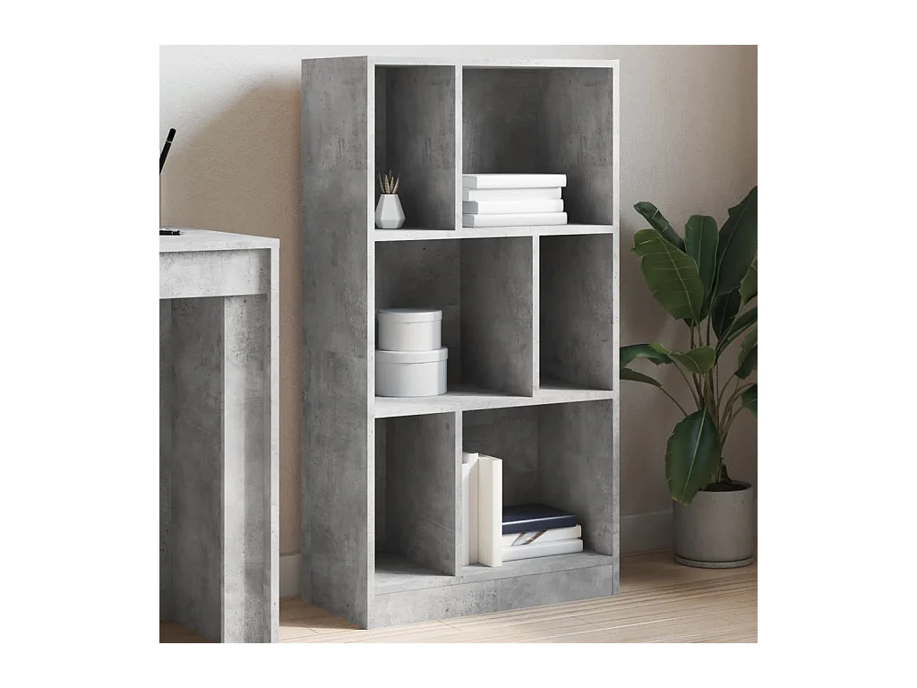 Estantería madera de ingeniería gris hormigón 57x28,5x107,5 cm