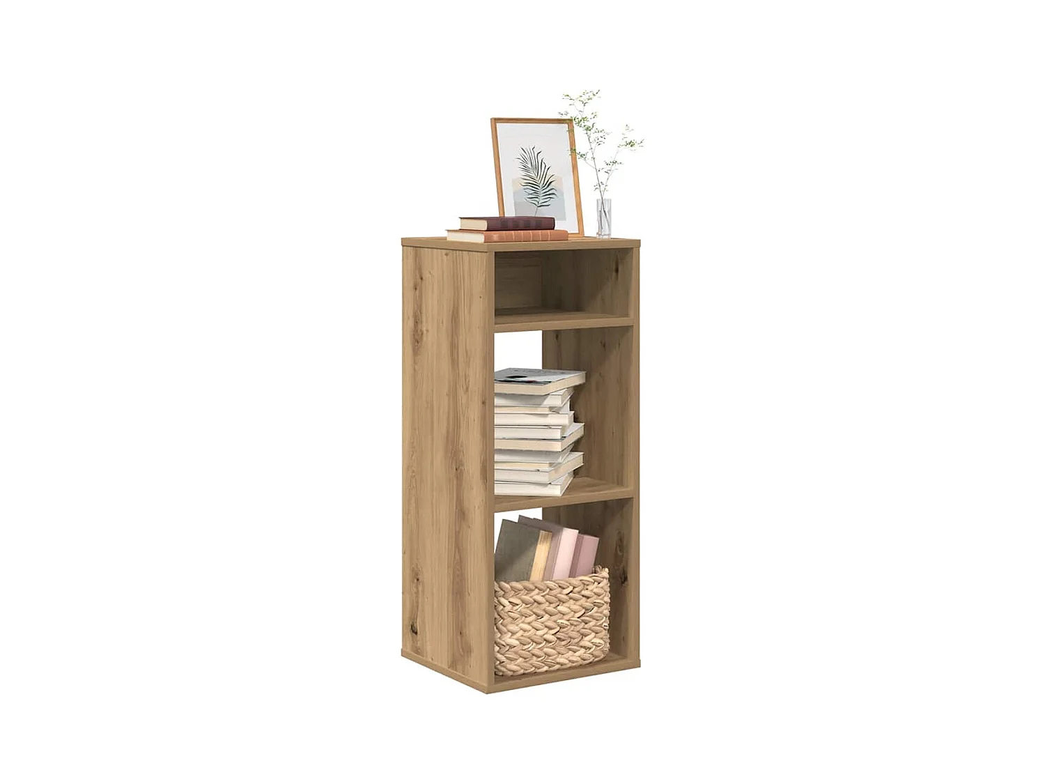 Boekenkast 34x31x80 cm bewerkt hout artisanaal eikenkleur