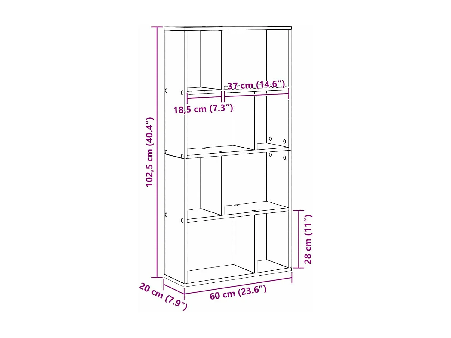 Bibliothèque Chêne noir 60 x 20 x 120 cm Bois d'ingénierie