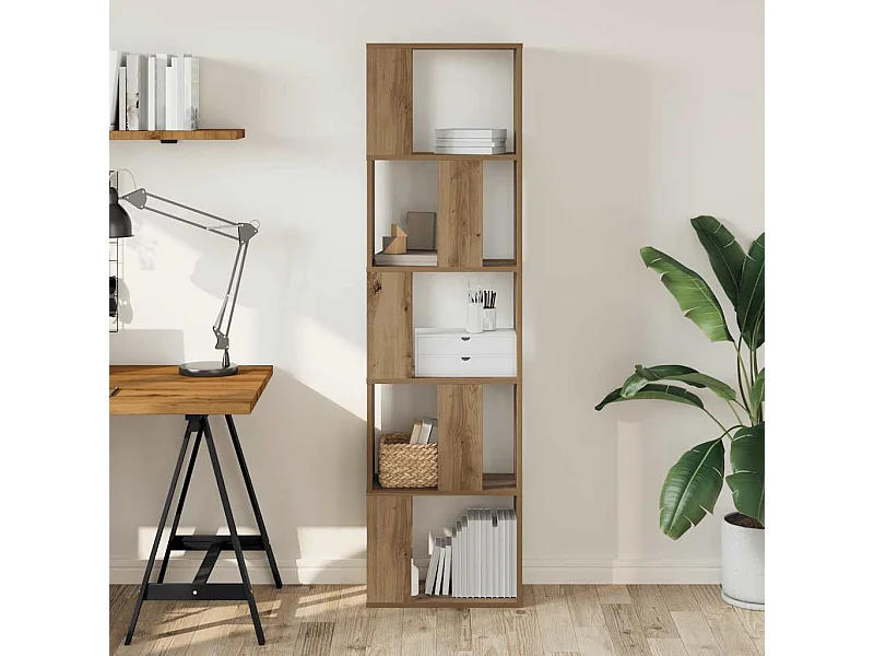 Bibliothèque 5 niveaux chêne artisanal bois ingénierie