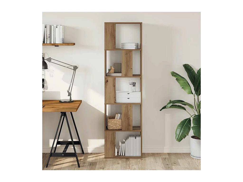 Bibliothèque 5 niveaux chêne artisanal bois ingénierie