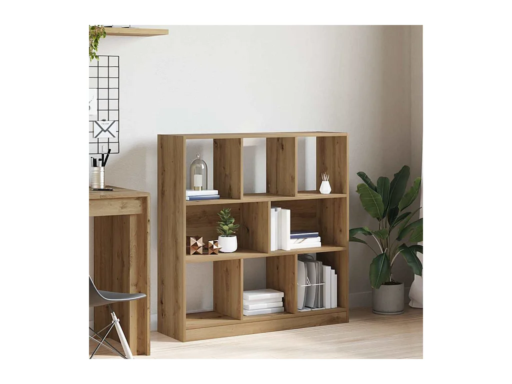 Bibliothèque chêne artisanal 97,5x29,5x100 cm bois d'ingénierie