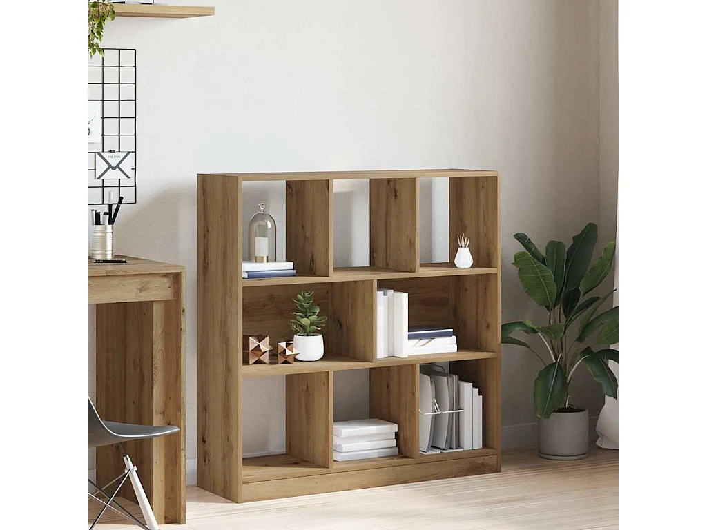 Bibliothèque chêne artisanal 97,5x29,5x100 cm bois d'ingénierie