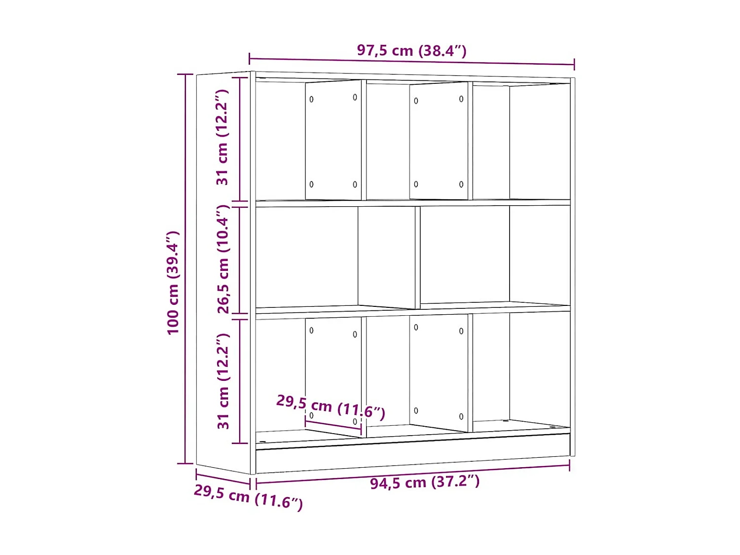 Bibliothèque chêne artisanal 97,5x29,5x100 cm bois d'ingénierie