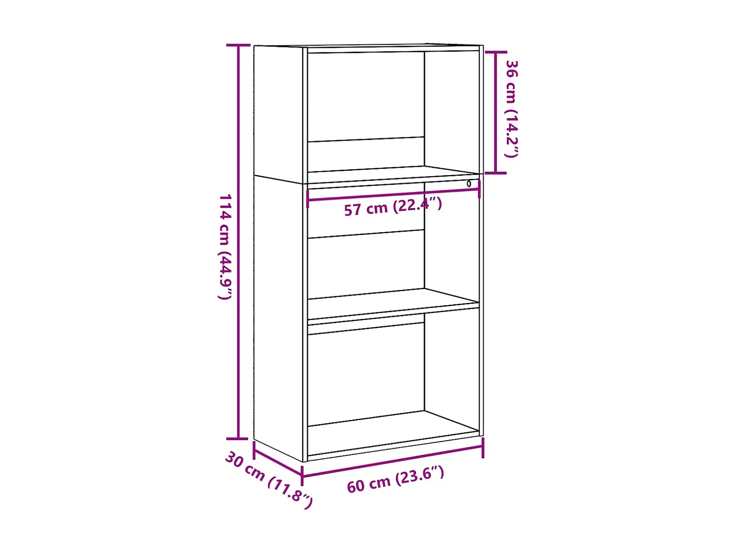 Estantería de madera de ingeniería blanca 60x30x114 cm