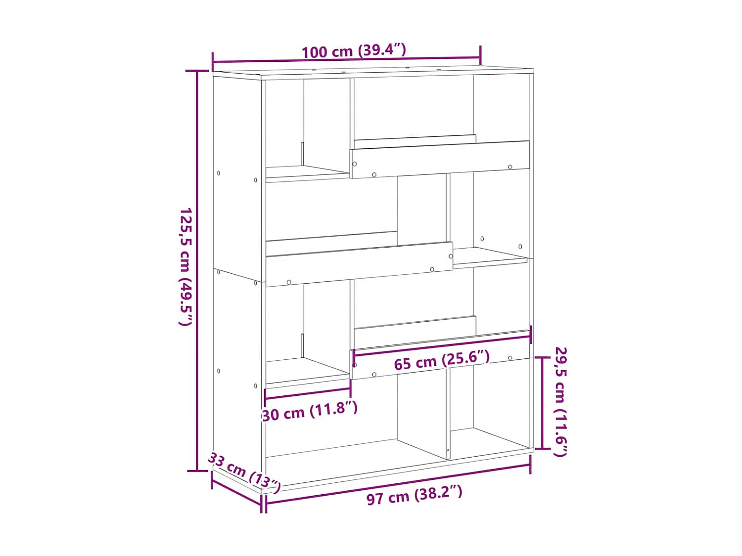 Bibliothèque / Cloison de séparation blanc 100x33x125,5 cm bois d'ingénierie