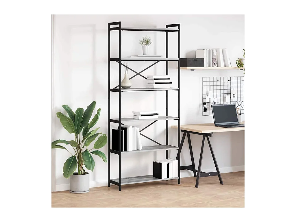 Estante Sonoma cinzento 80 x 30 x 188 cm Madeira processada