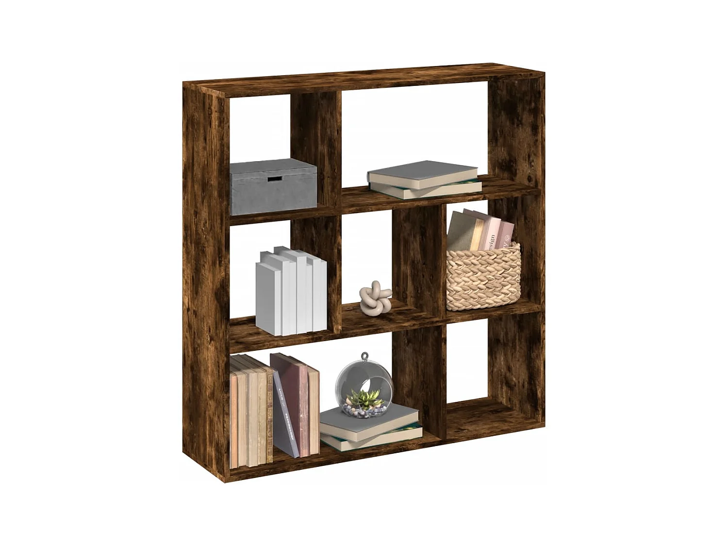 Bibliothèque séparatrice de pièce chêne fumé 102x29x103,5 cm