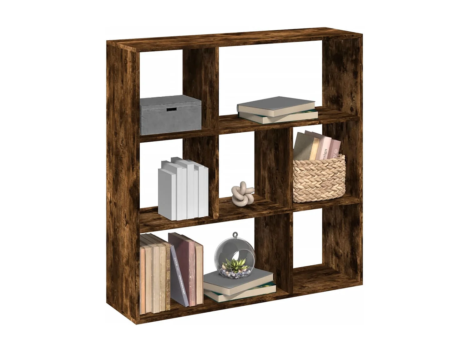 Bibliothèque séparatrice de pièce chêne fumé 102x29x103,5 cm