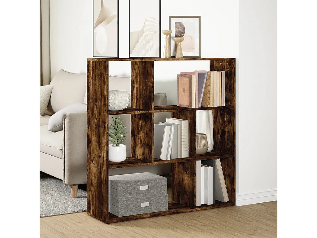Bibliothèque séparatrice de pièce chêne fumé 102x29x103,5 cm