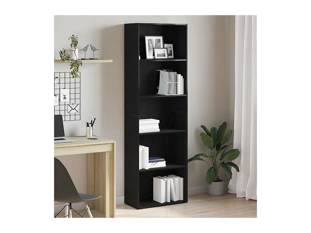 Bibliothèque chêne noir 60x30x189 cm bois d'ingénierie