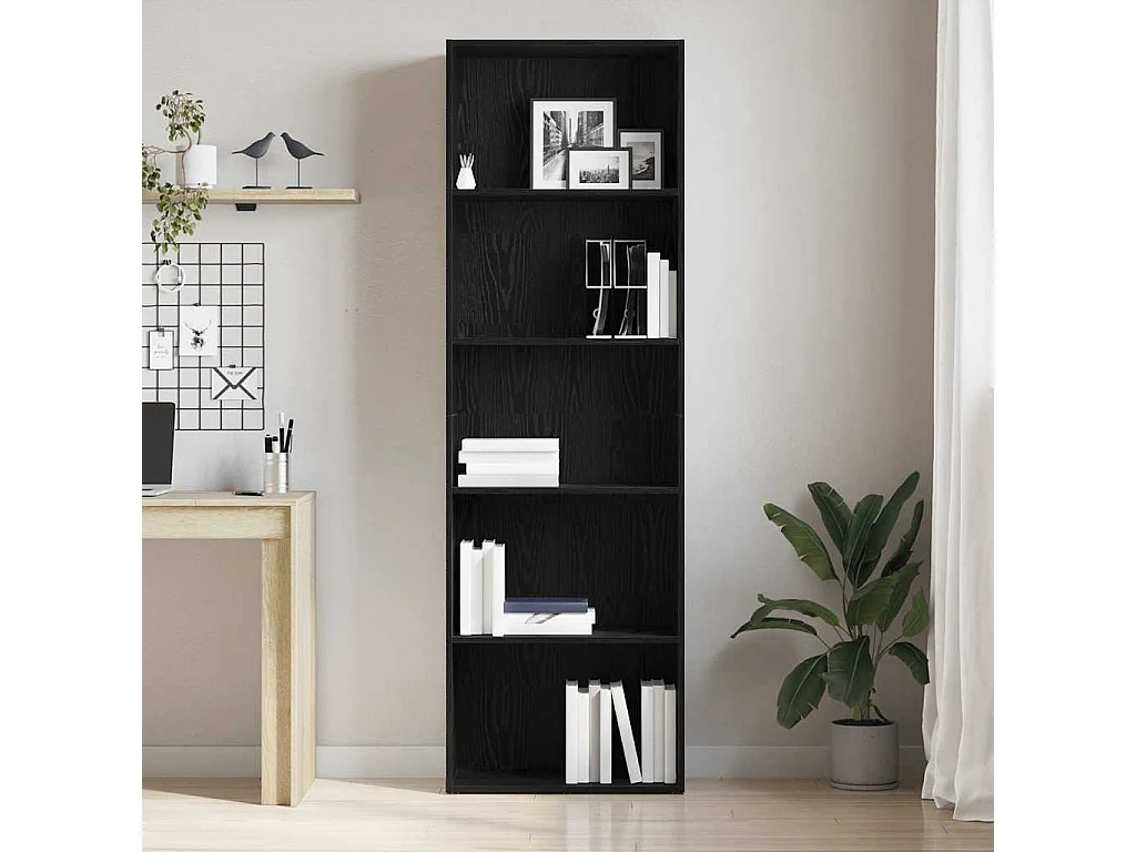 Bibliothèque chêne noir 60x30x189 cm bois d'ingénierie