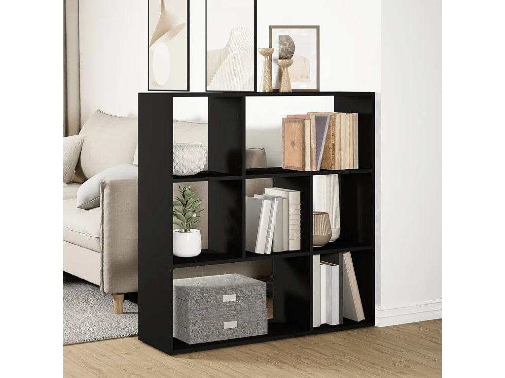 Bibliothèque séparatrice de pièce noir 102x29x103,5 cm