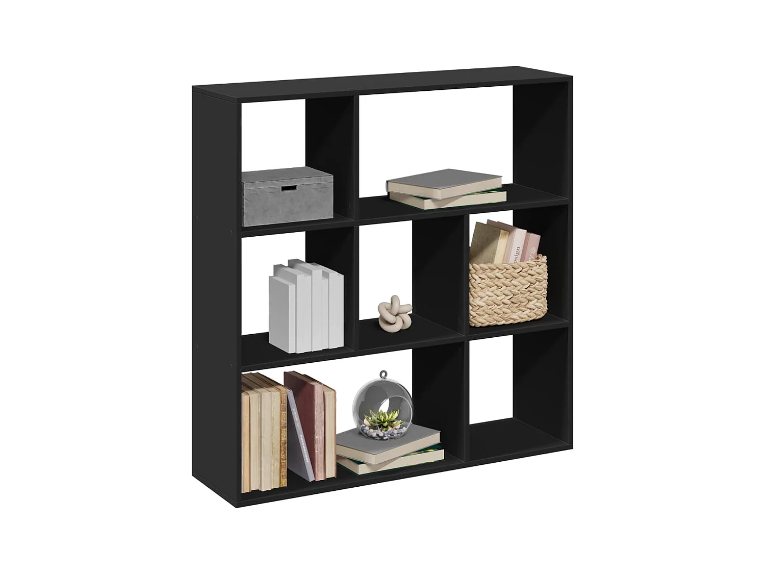 Librería divisora madera de ingeniería negra 102x29x103,5 cm
