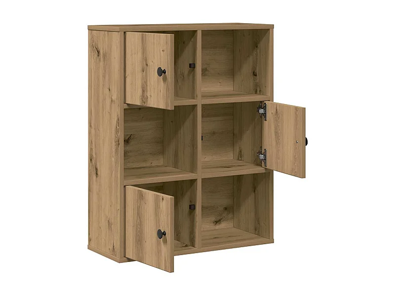 Boekenkast 60x24x76,5 cm bewerkt hout artisanaal eikenkleurig