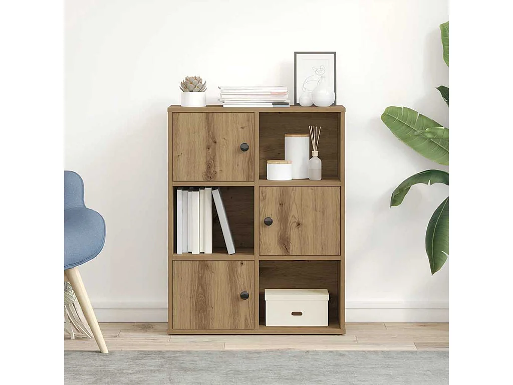 Bibliothèque chêne artisanal 60x24x76,5 cm bois d'ingénierie