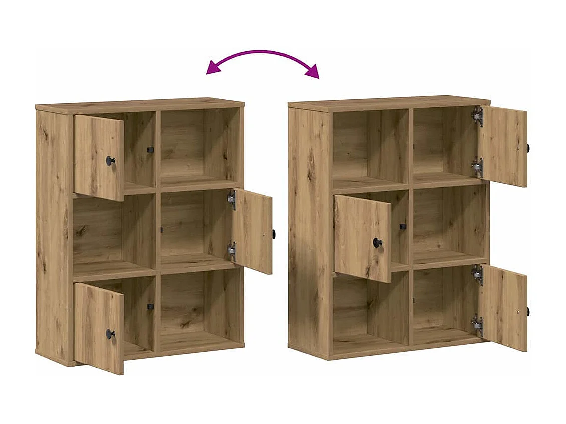 Bibliothèque chêne artisanal 60x24x76,5 cm bois d'ingénierie