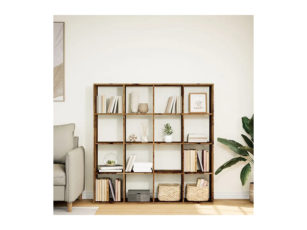 Bibliothèque vieux bois 137,5x29x137,5 cm bois d'ingénierie