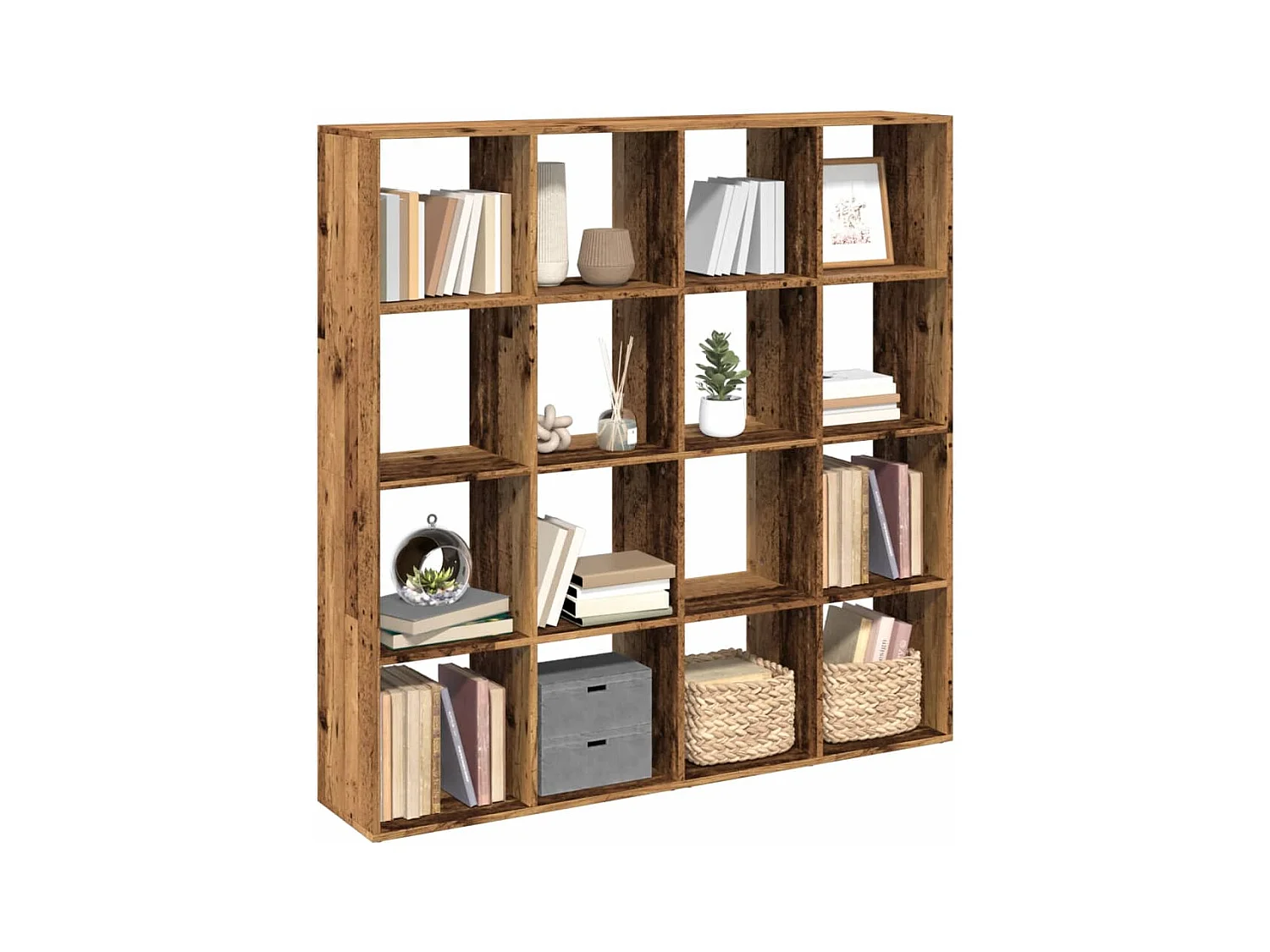 Bibliothèque vieux bois 137,5x29x137,5 cm bois d'ingénierie