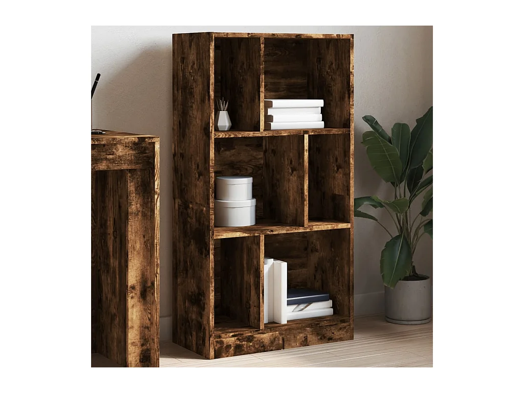 Bibliothèque chêne fumé 57x28,5x107,5 cm bois d'ingénierie