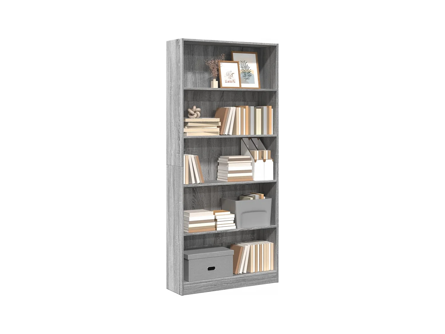 Estantería de madera de ingeniería gris Sonoma 80x24x176 cm
