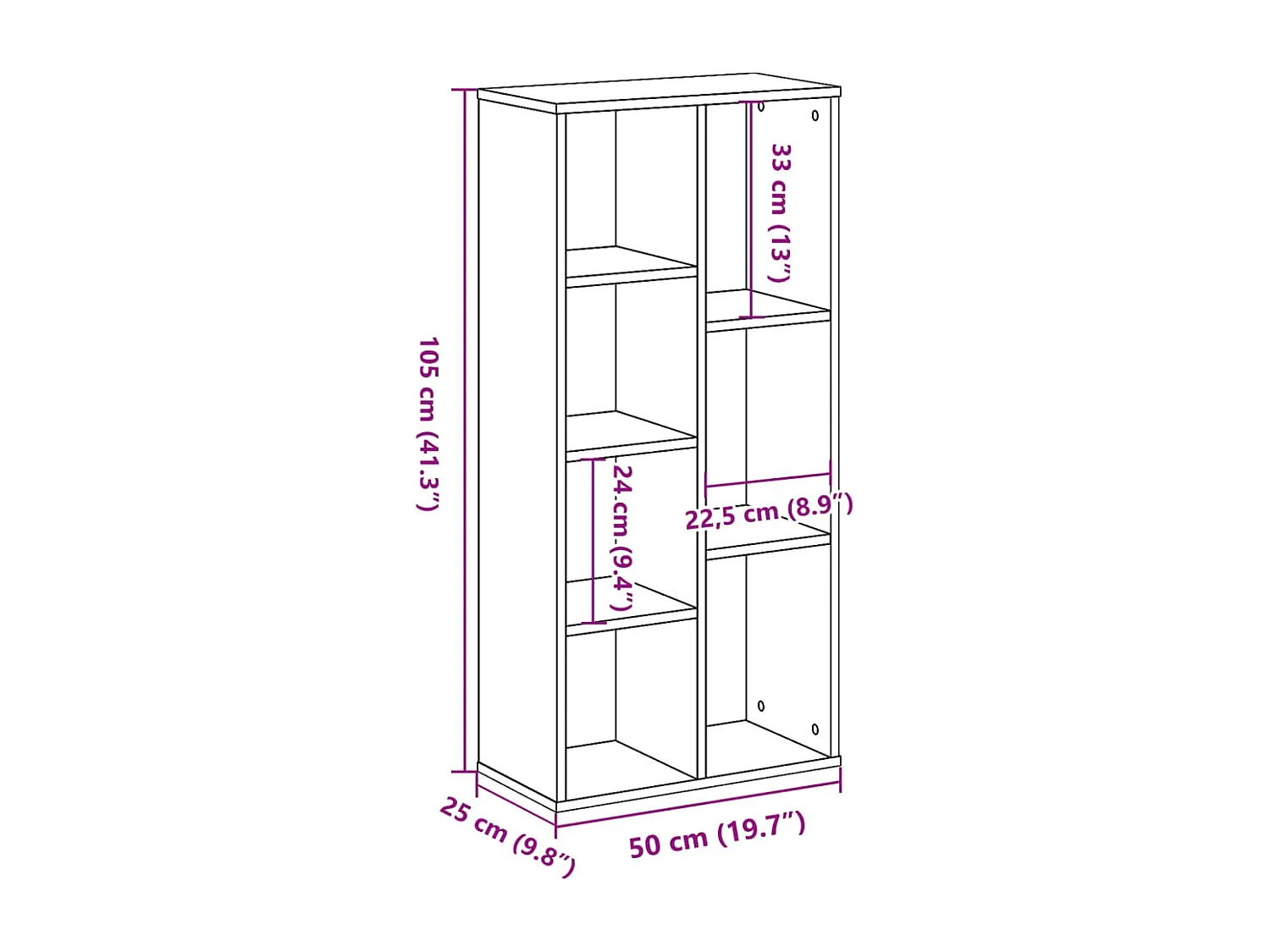 Bibliothèque sonoma gris 50x25x105 cm bois d'ingénierie