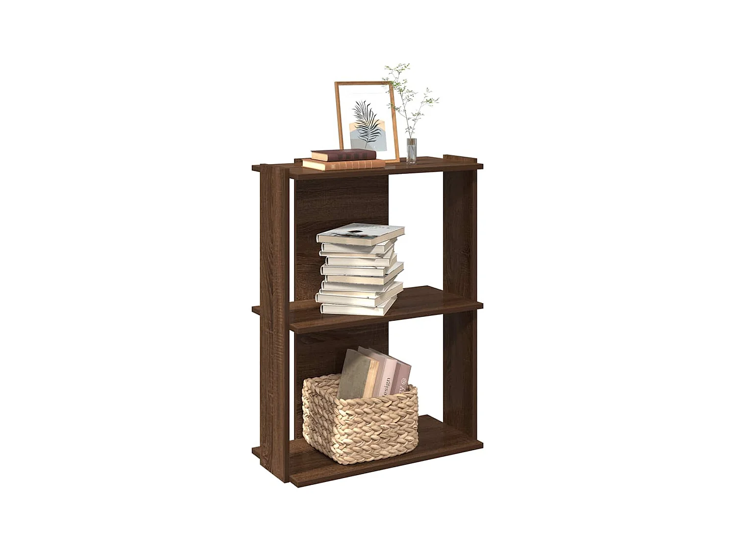 Bibliothèque 3 niveaux chêne brun 60x30x80 cm bois d'ingénierie