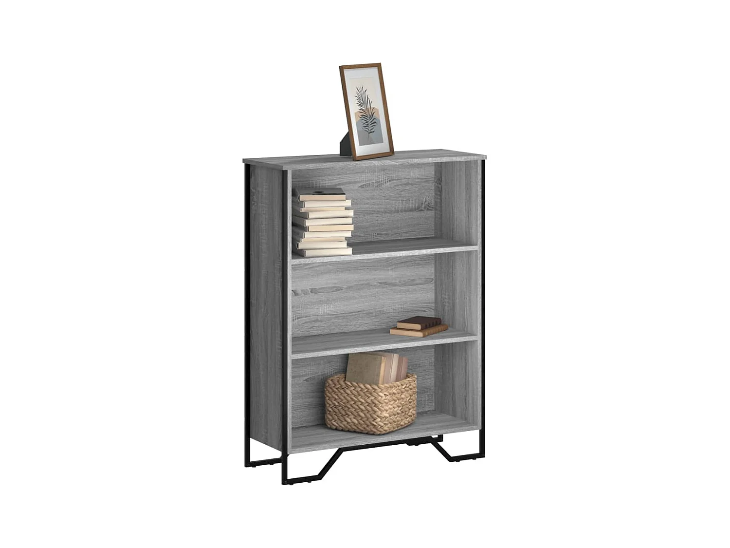 Estantería madera de ingeniería gris Sonoma 80x31x106 cm
