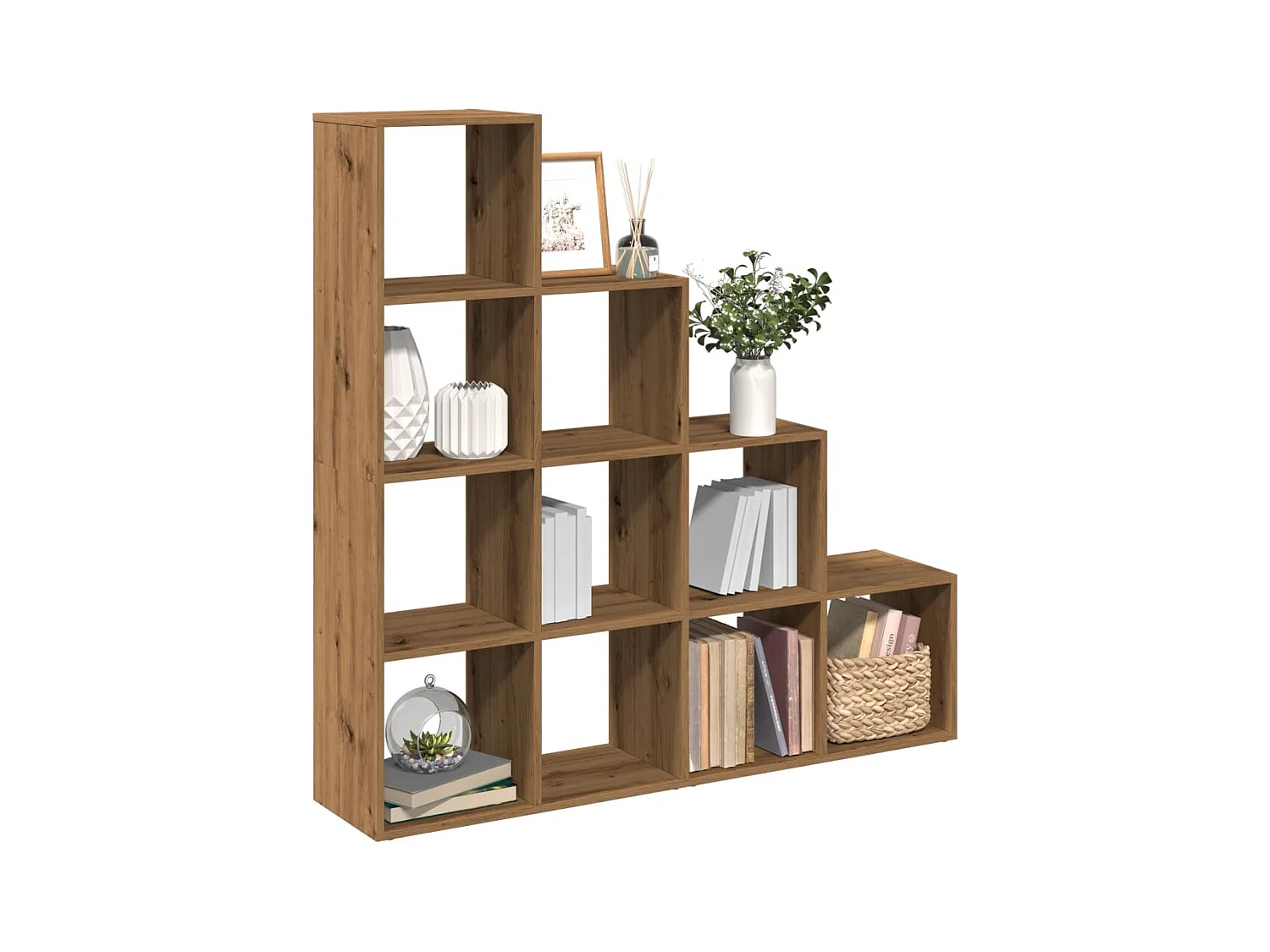 Bibliothèque séparatrice de pièce à 4 niveaux chêne artisanal