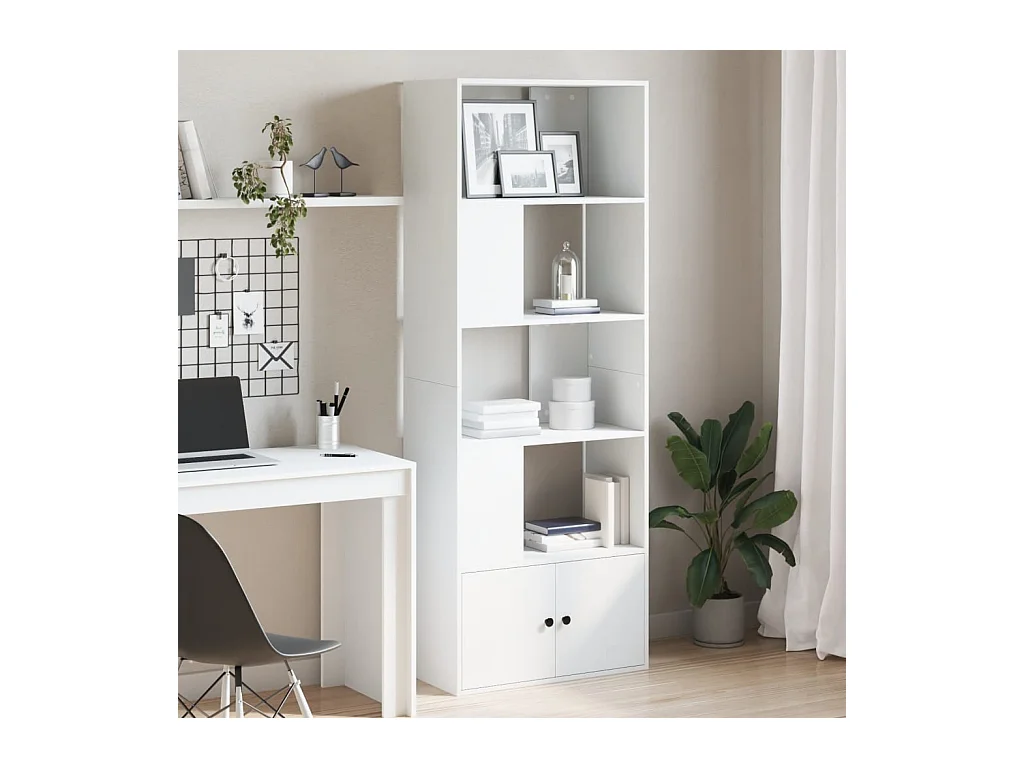 Boekenkast 70x36x189 cm bewerkt hout wit