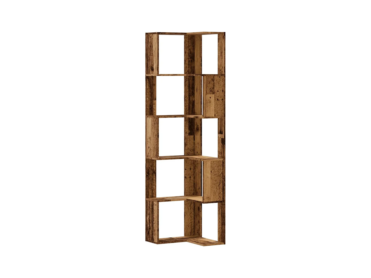 Bibliothèque d'angle à 5 niveaux vieux bois bois d'ingénierie