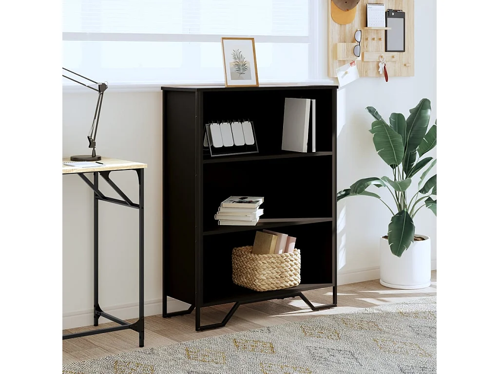 Bibliothèque noir 80x31x106 cm bois d'ingénierie