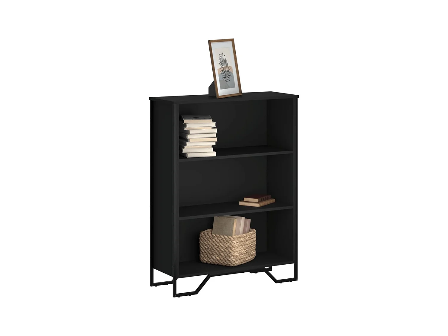 Estantería de madera de ingeniería negra 80x31x106 cm