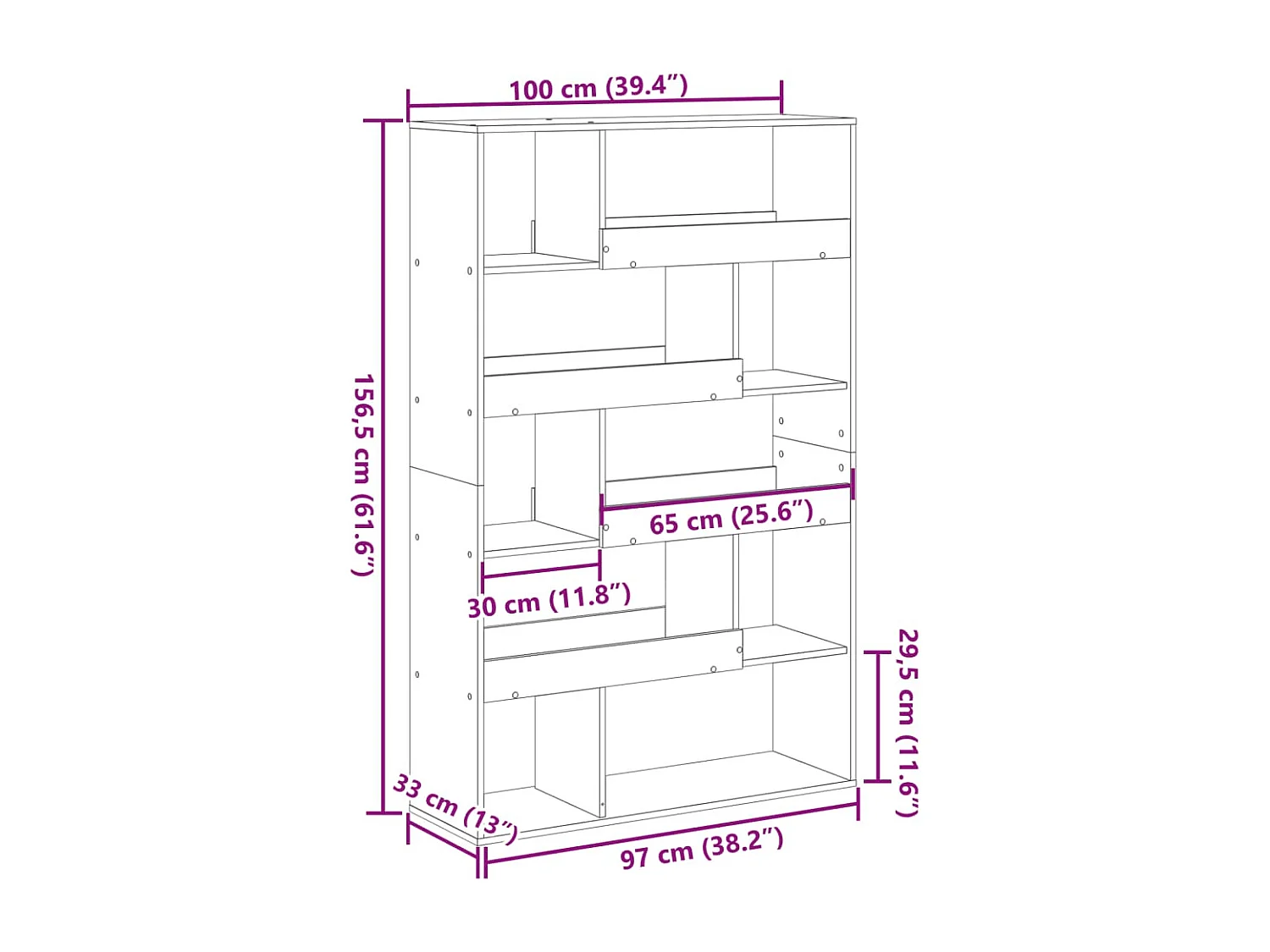 Bibliothèque chêne marron 100x33x156,5 cm bois d'ingénierie