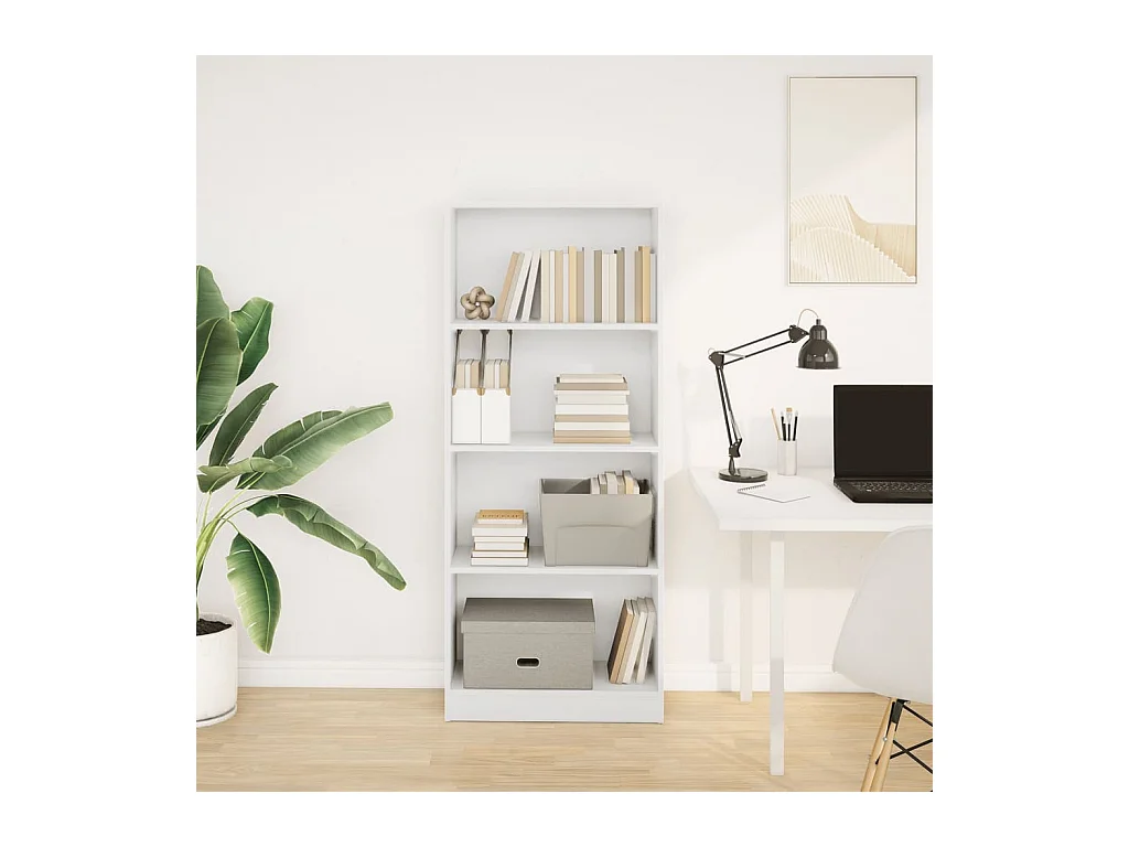 Bibliothèque blanc 60x24x143 cm bois d'ingénierie