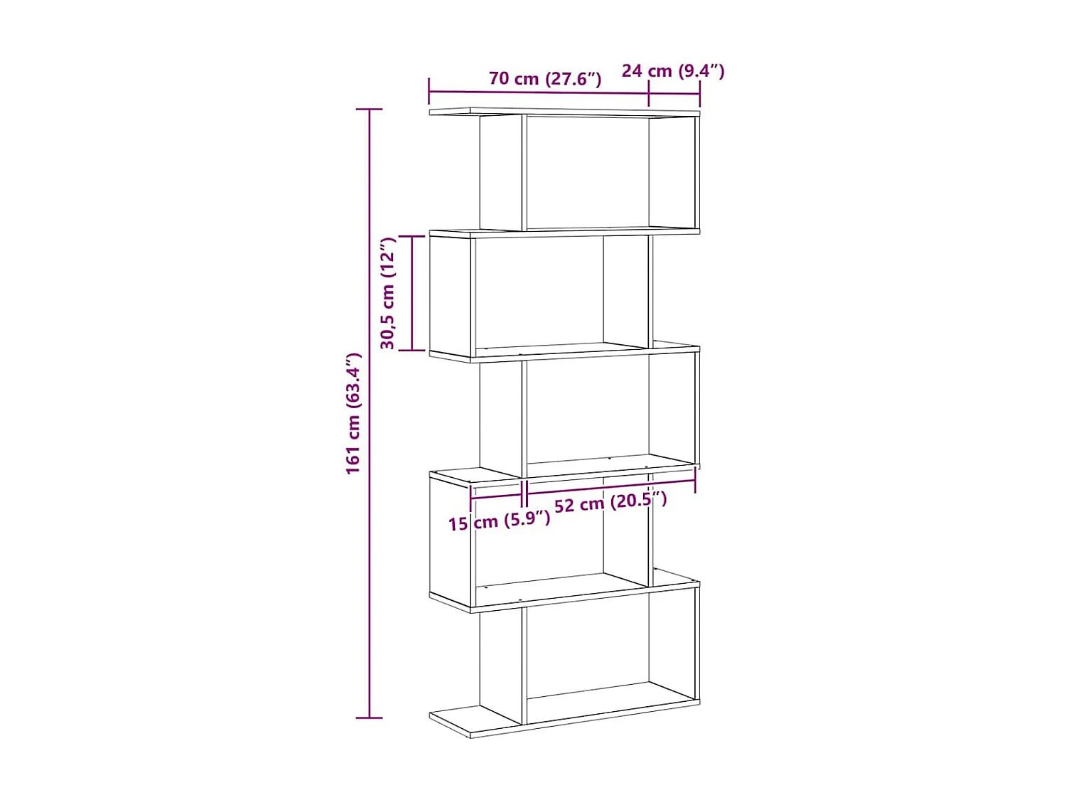 Gabinete de Livros Castanho 70 x 24 x 161 cm Madeira processada