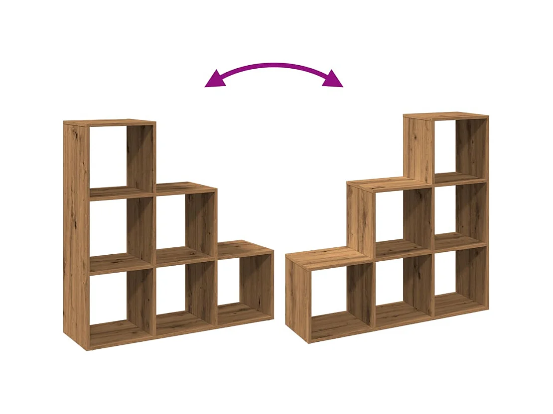 Bibliothèque séparatrice de pièce à 3 niveaux chêne artisanal