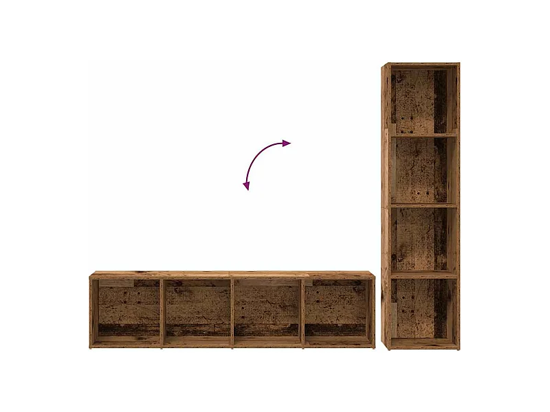 Estantería para libros 3 unidades madera vieja madera de ingeniería