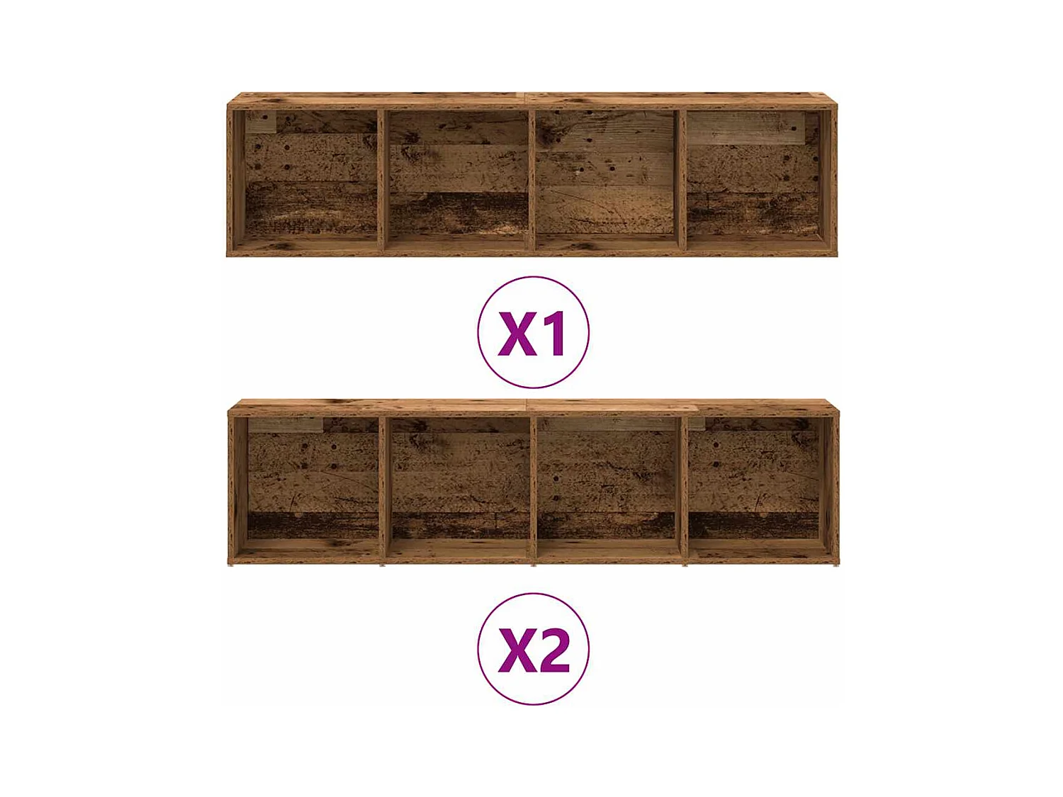 Bibliothèques 3 pièces vieux bois bois d'ingénierie