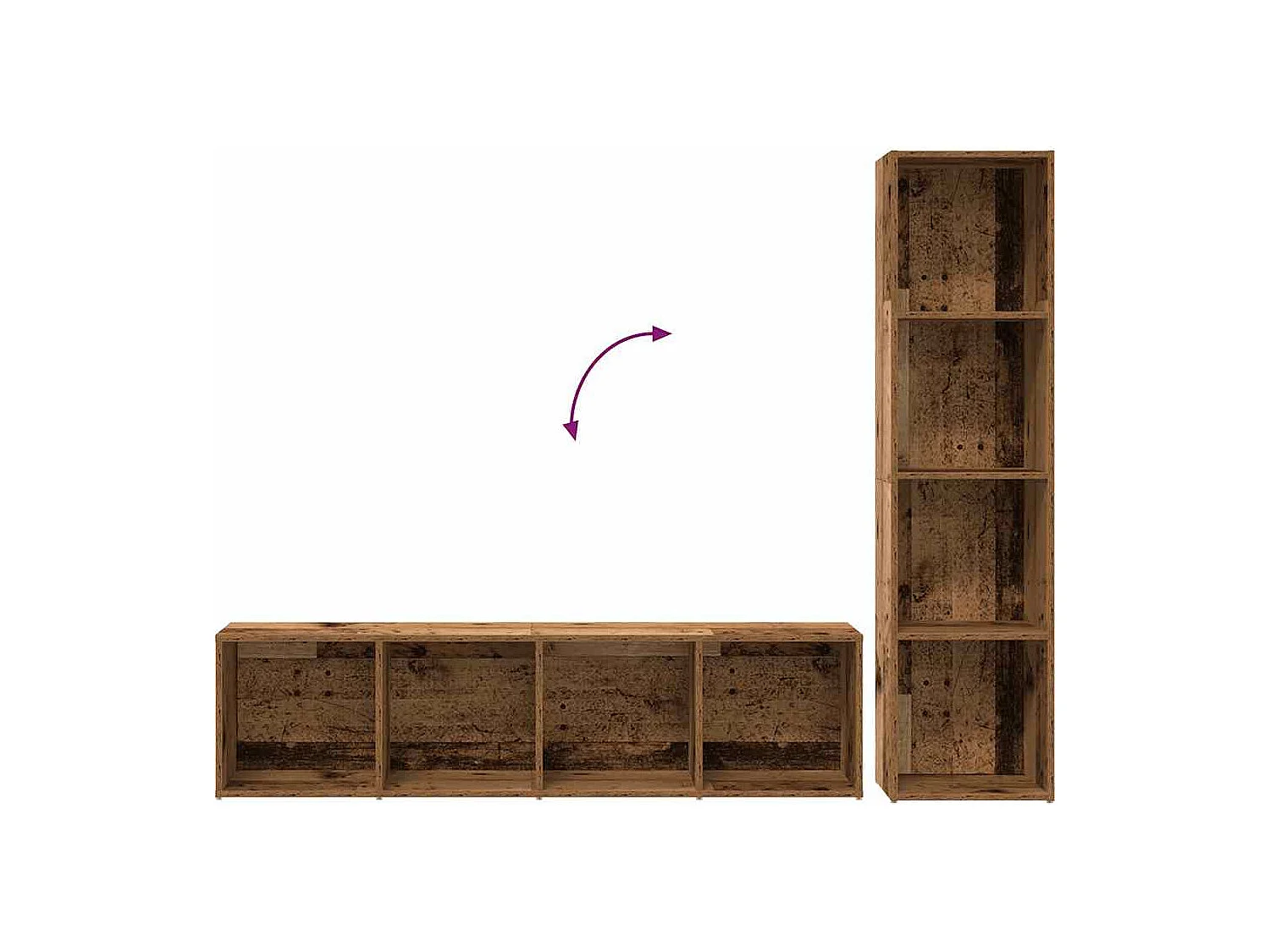 Bibliothèques 3 pièces vieux bois bois d'ingénierie