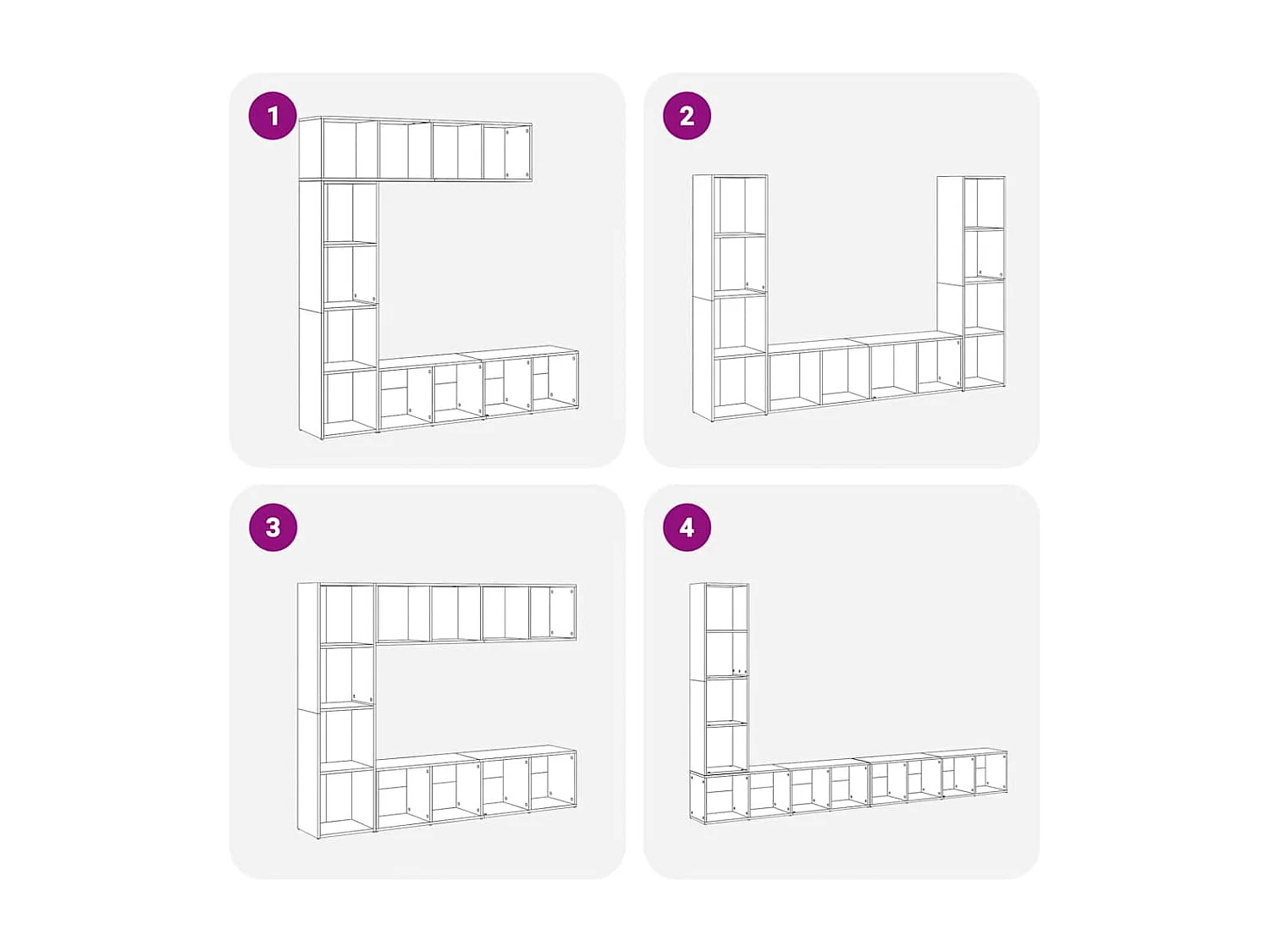 Bibliothèques 3 pièces vieux bois bois d'ingénierie