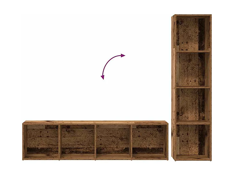 Bibliothèques 3 pièces vieux bois bois d'ingénierie