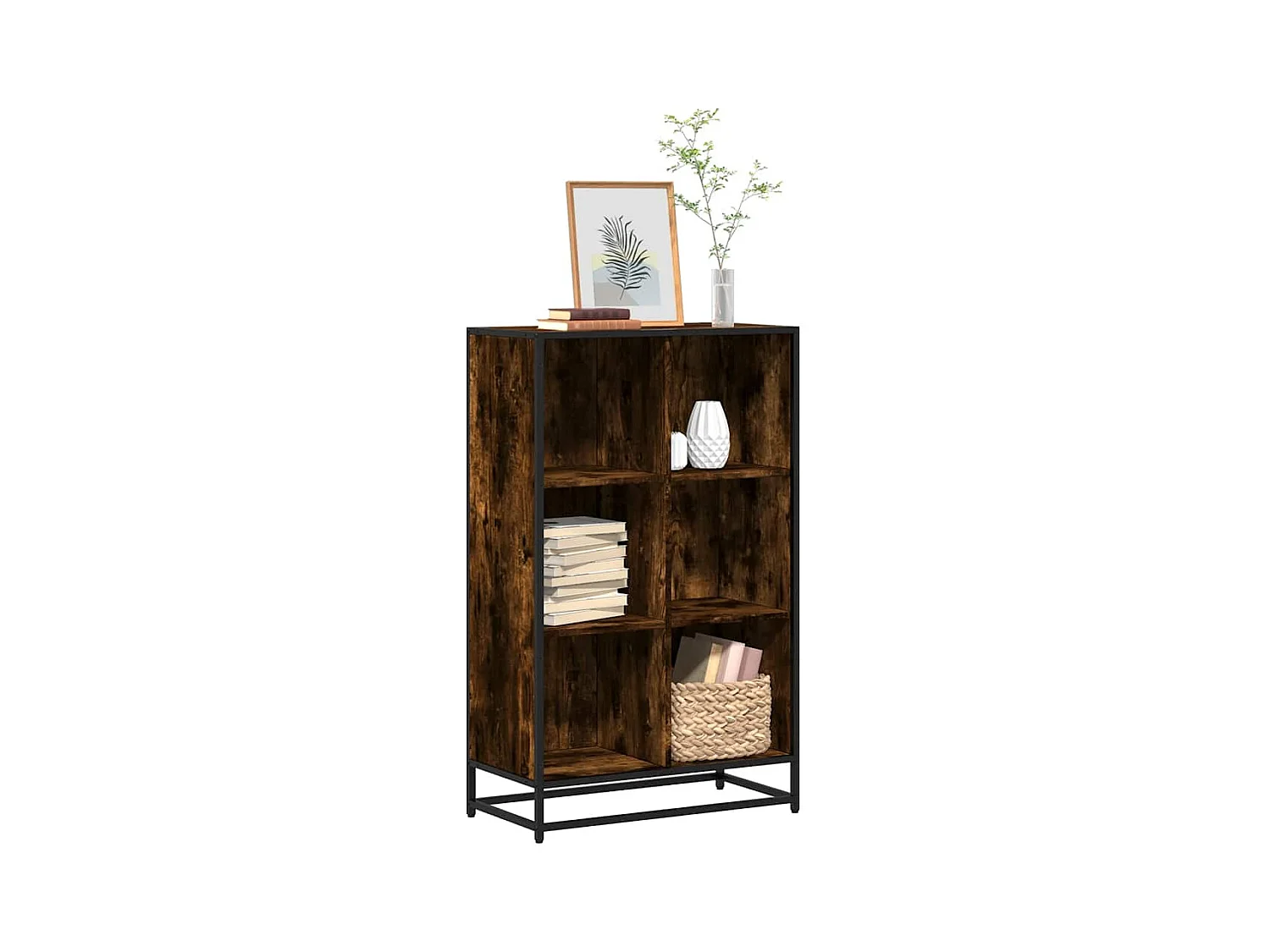 Bibliothèque chêne fumé 65,5x33x107,5 cm bois d'ingénierie