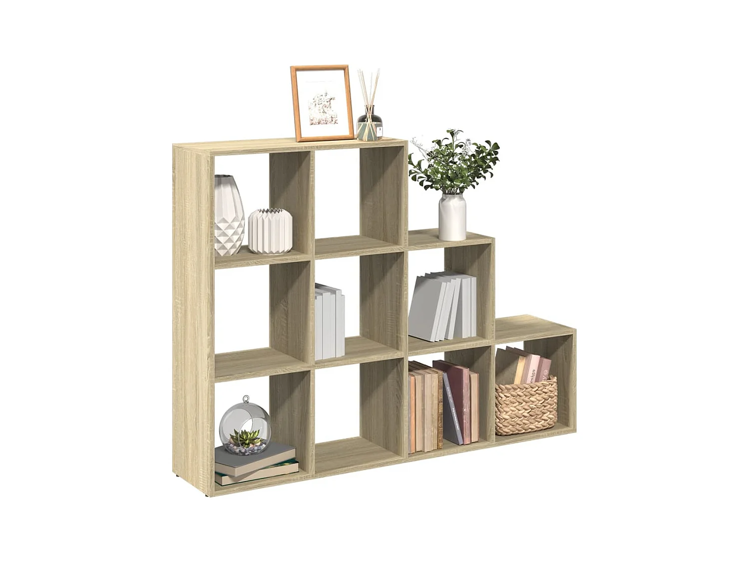 Bibliothèque séparatrice de pièce 3 niveaux chêne sonoma