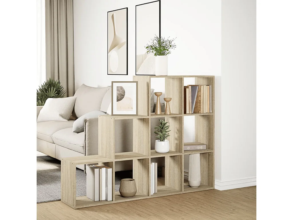 Librería divisora 3 niveles madera Sonoma 137,5x29x103,5 cm