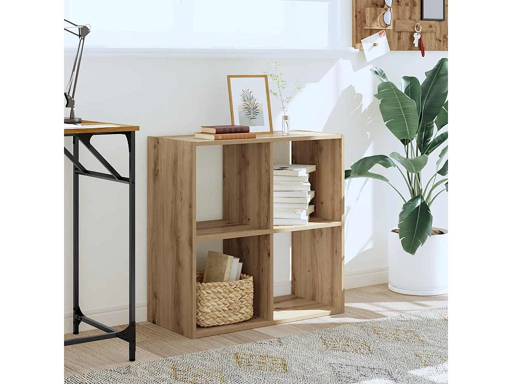 Bibliothèque chêne artisanal 68,5x32x68,5 cm bois d'ingénierie