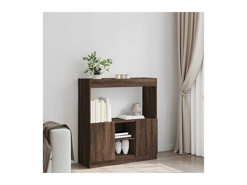 Bibliothèque chêne marron 92x33x100 cm bois d'ingénierie