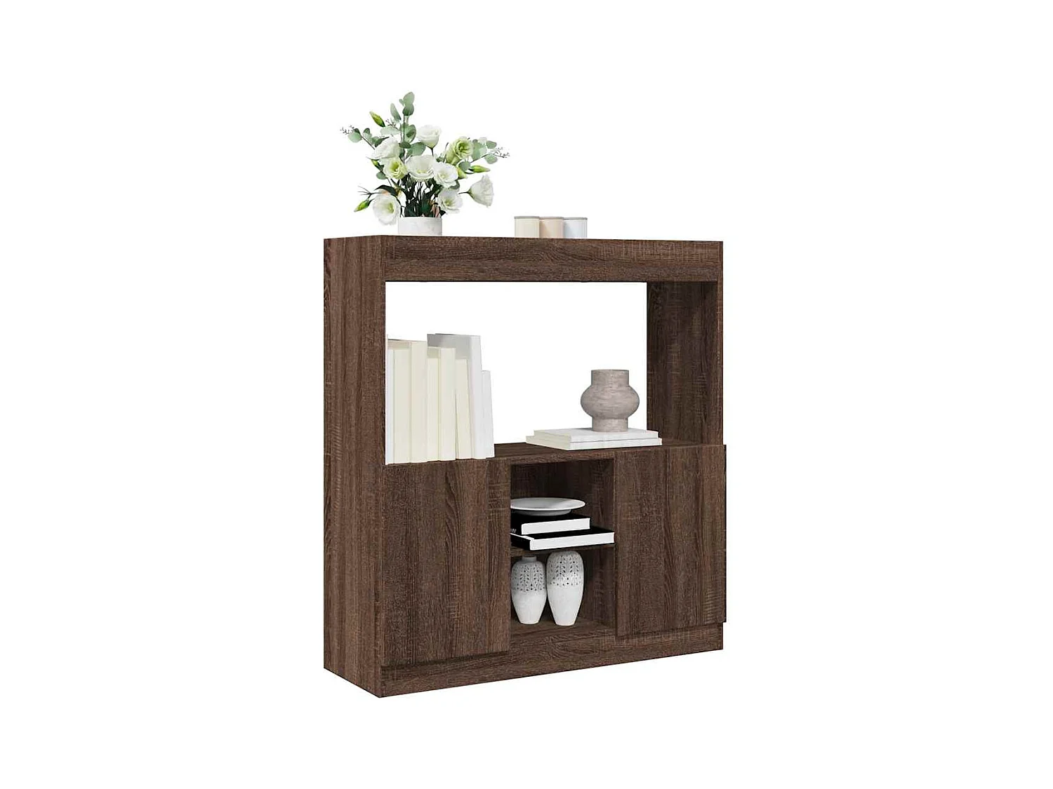 Aparador de madera de ingeniería marrón roble 92x33x100 cm